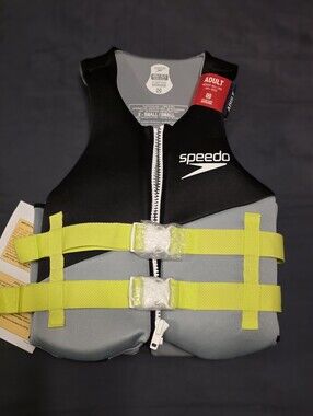 Speedo Black & Gray Swim Vest with Yellow Straps Adult XS/S (Over 90 Lbs)